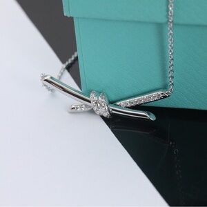 Tiffany & Co. Silver Knot Necklace with Sparkling Accents